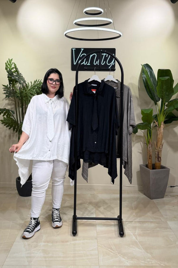 Maxi camicia cravatta - Nero