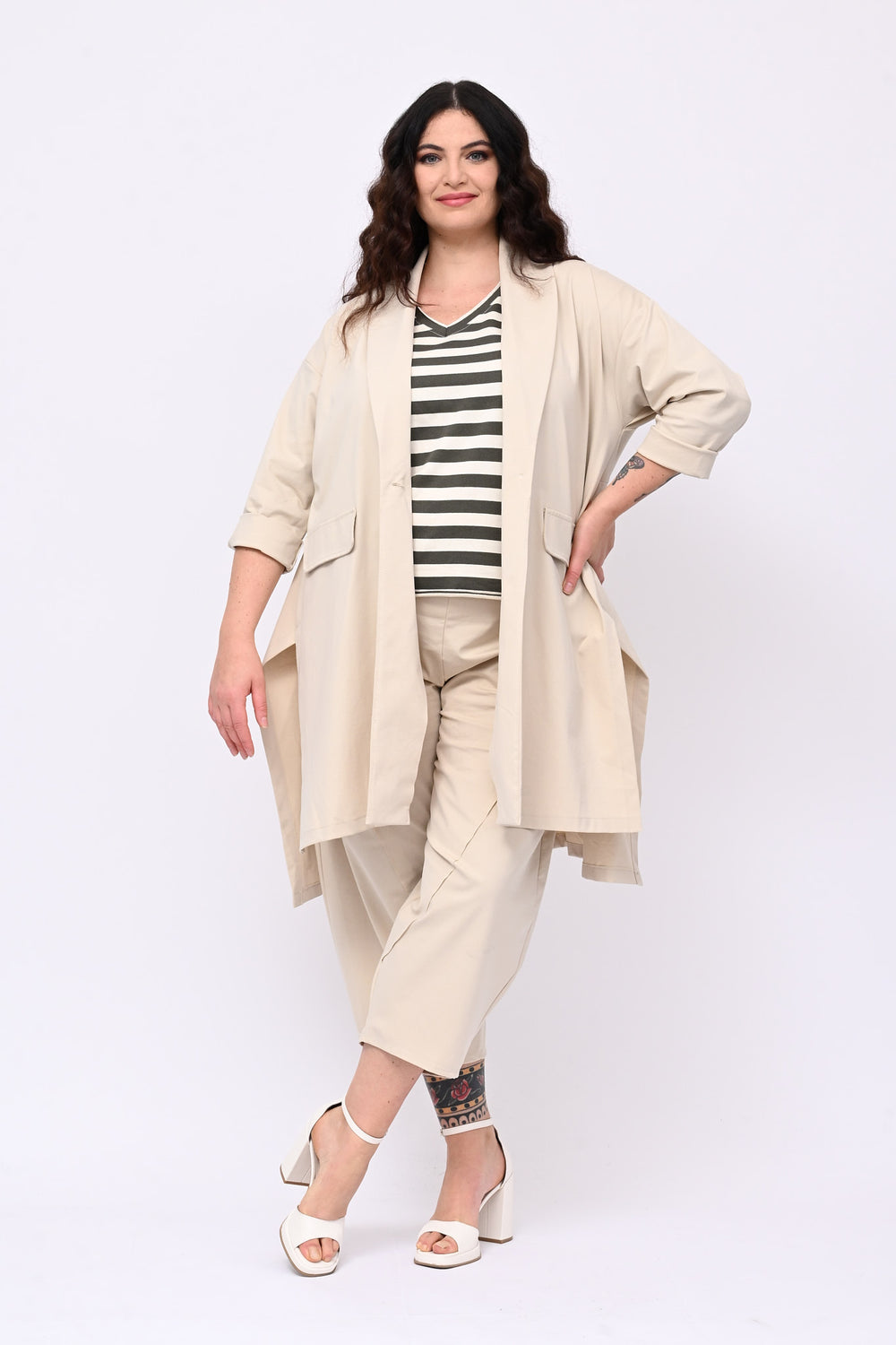 Maglia righe V - Verde militare