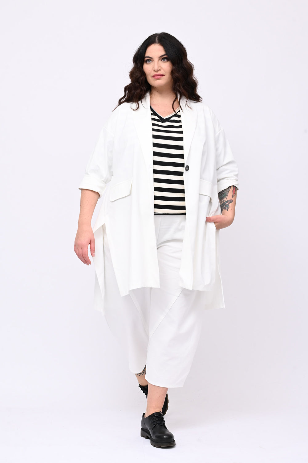 Maglia righe V - Nero