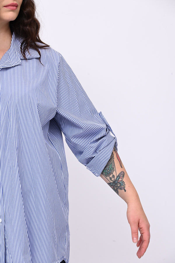 Camicia cotone bacchettata - Blu