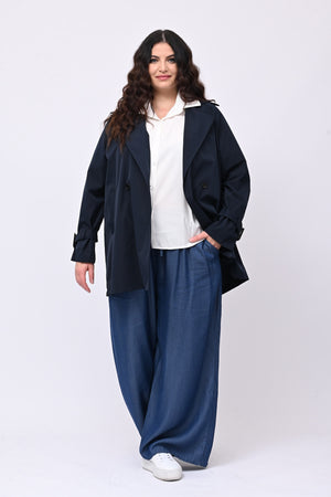 Trench doppiopetto 3/4 - Blu