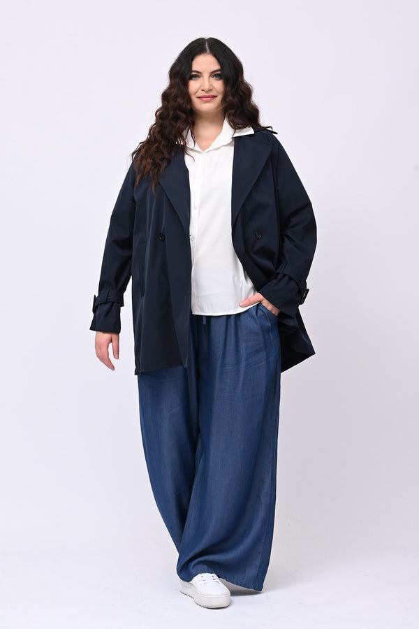 Trench doppiopetto 3/4 - Blu