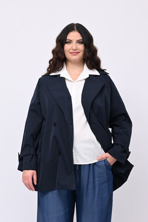 Trench doppiopetto 3/4 - Blu