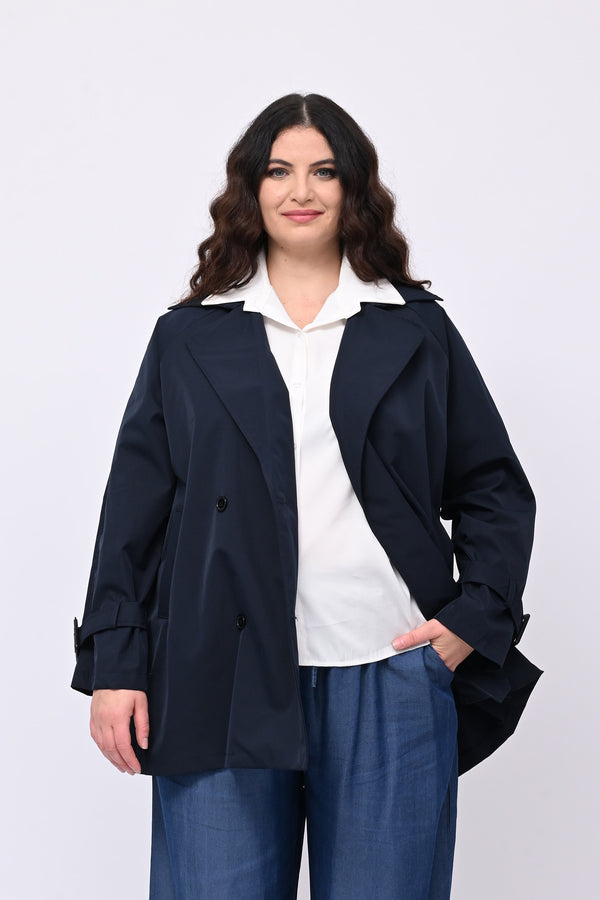 Trench doppiopetto 3/4 - Blu