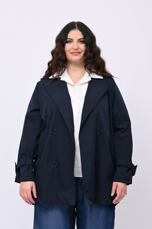 Trench doppiopetto 3/4 - Blu