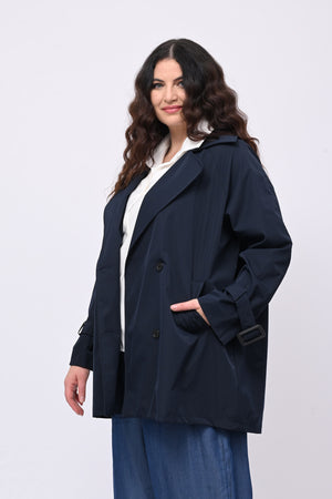 Trench doppiopetto 3/4 - Blu