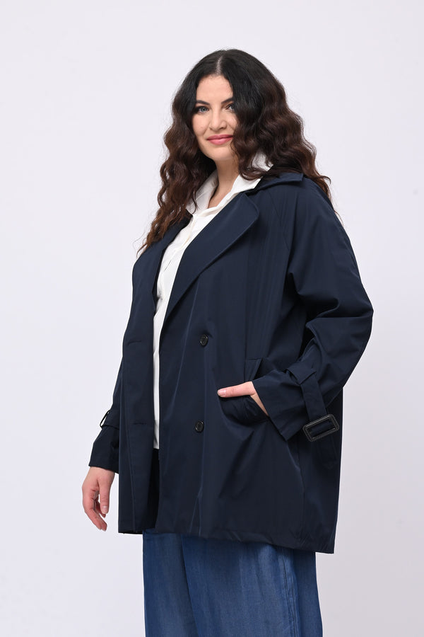 Trench doppiopetto 3/4 - Blu