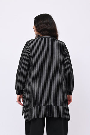 Giacca gessata arricciata - Nero