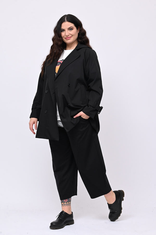 Trench doppiopetto 3/4 - Nero