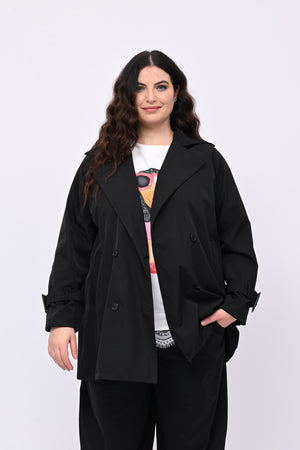 Trench doppiopetto 3/4 - Nero