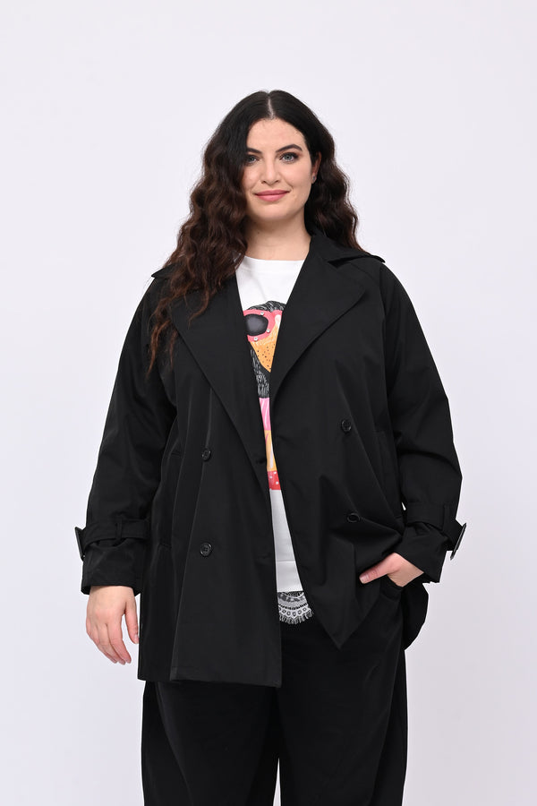 Trench doppiopetto 3/4 - Nero