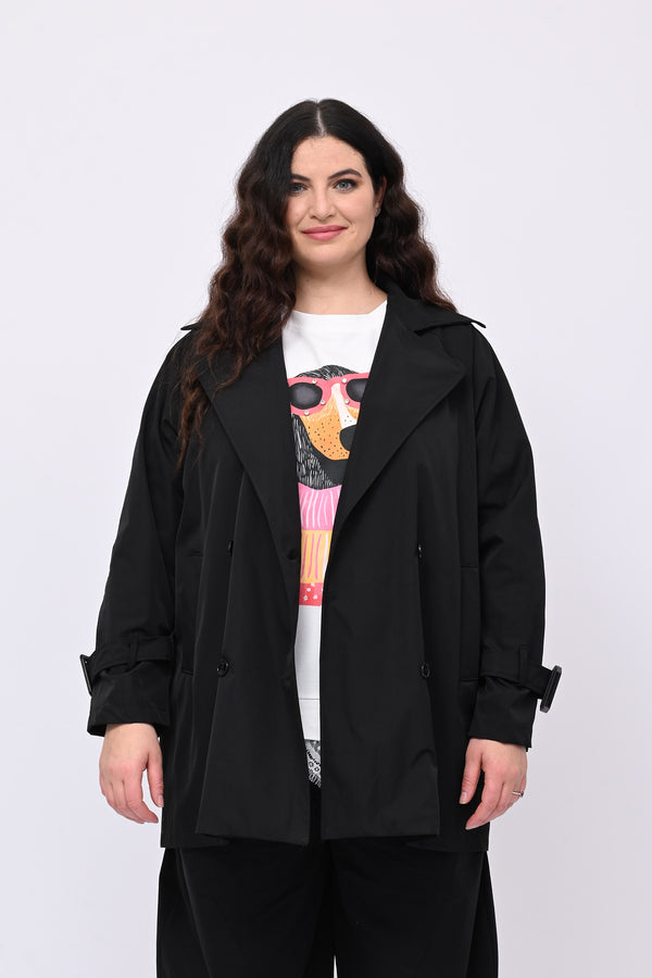 Trench doppiopetto 3/4 - Nero