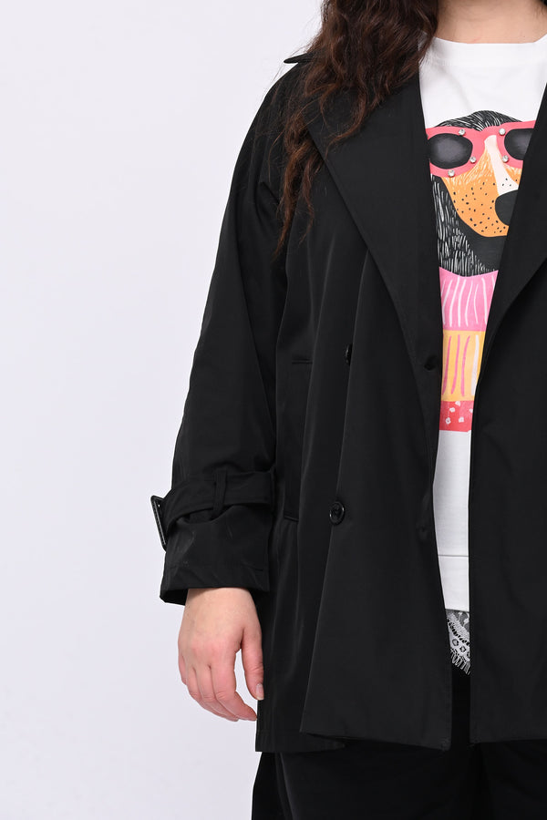 Trench doppiopetto 3/4 - Nero