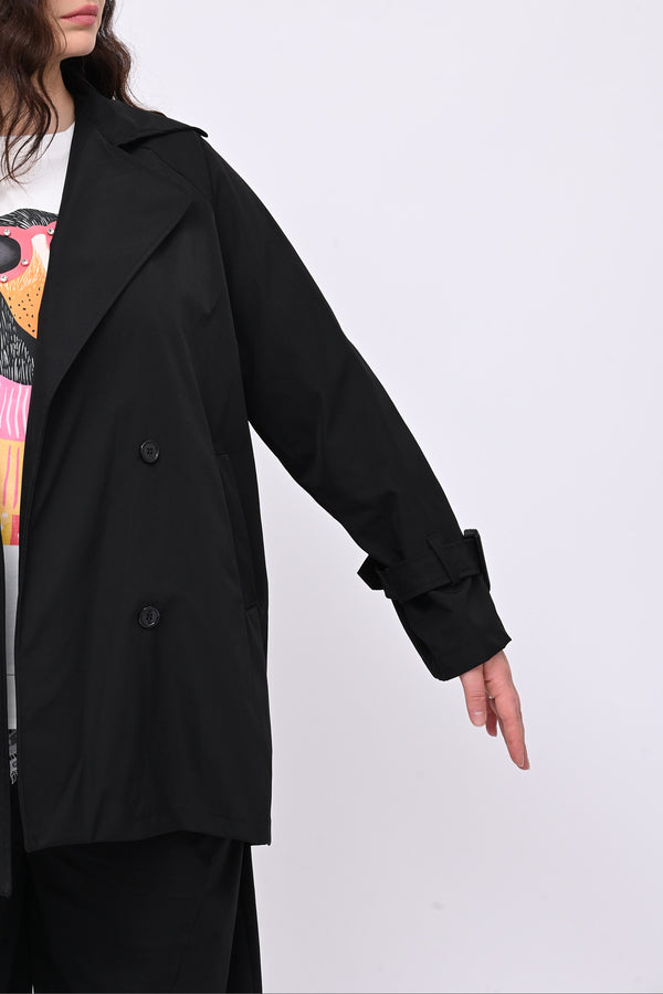 Trench doppiopetto 3/4 - Nero