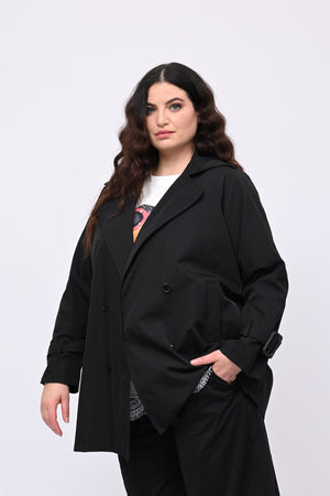 Trench doppiopetto 3/4 - Nero