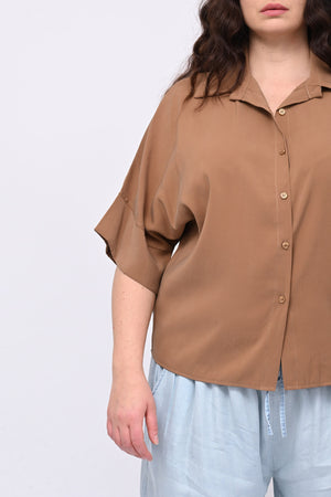 Camicia seta lavata - Tabacco