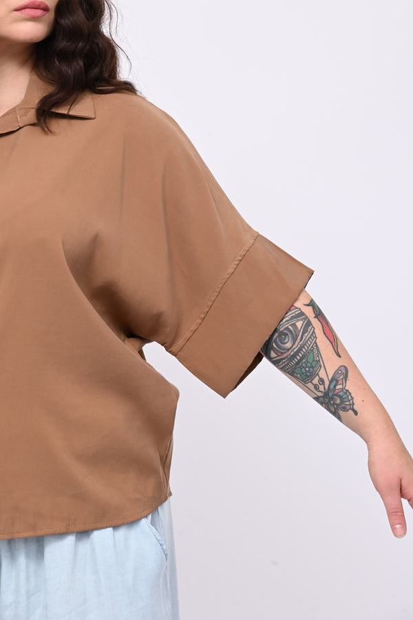 Camicia seta lavata - Tabacco