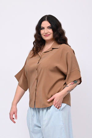 Camicia seta lavata - Tabacco