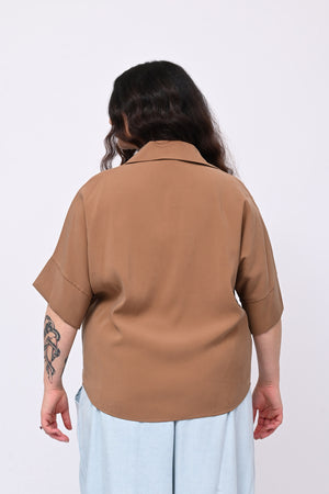 Camicia seta lavata - Tabacco