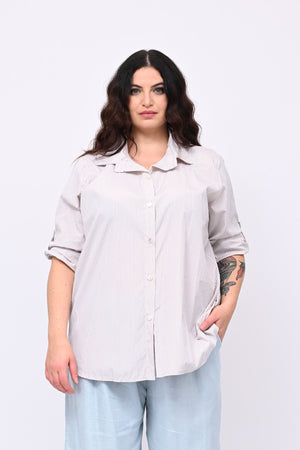 Camicia cotone bacchettata - Beige