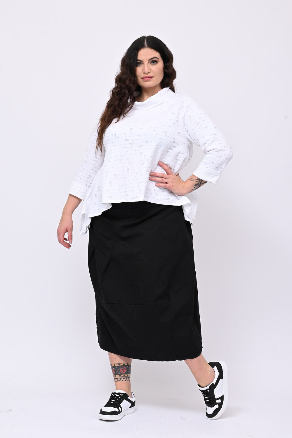 Maglia spacchi goffrata - Bianco