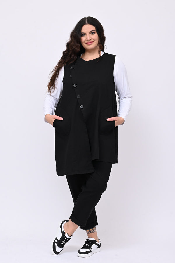 Pantalone jeans zip - Nero