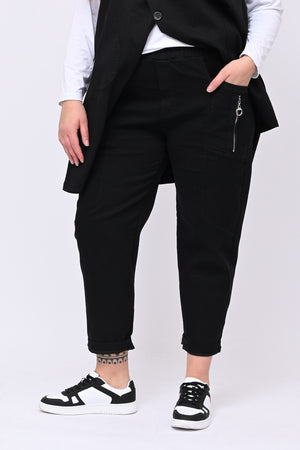 Pantalone jeans zip - Nero