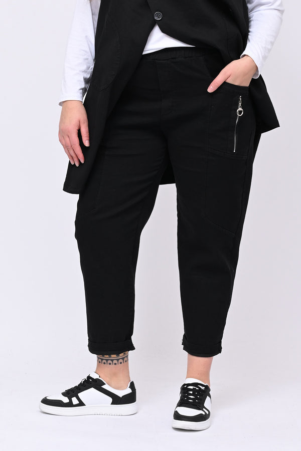 Pantalone jeans zip - Nero