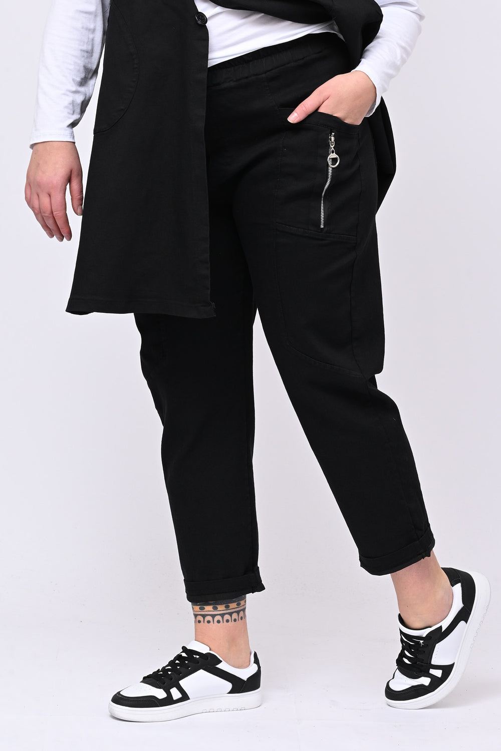 Pantalone jeans zip - Nero