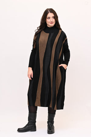 Abito misto lana onde - Nero