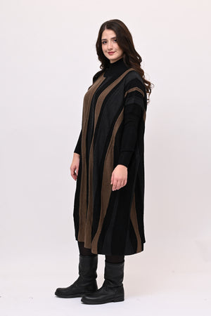 Abito misto lana onde - Nero