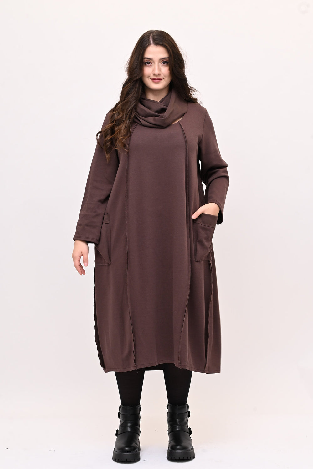 Abito doppio collo - Castagna