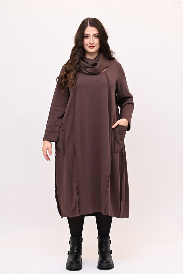 Abito doppio collo - Castagna
