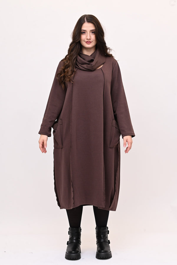 Abito doppio collo - Castagna