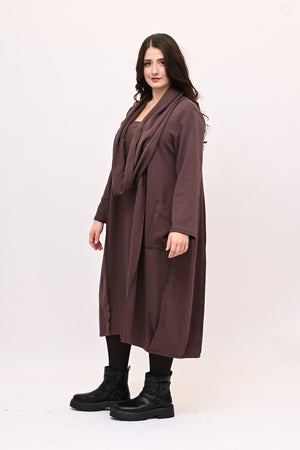 Abito doppio collo - Castagna