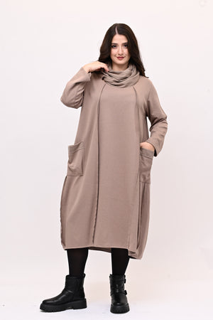 Abito doppio collo - Greige