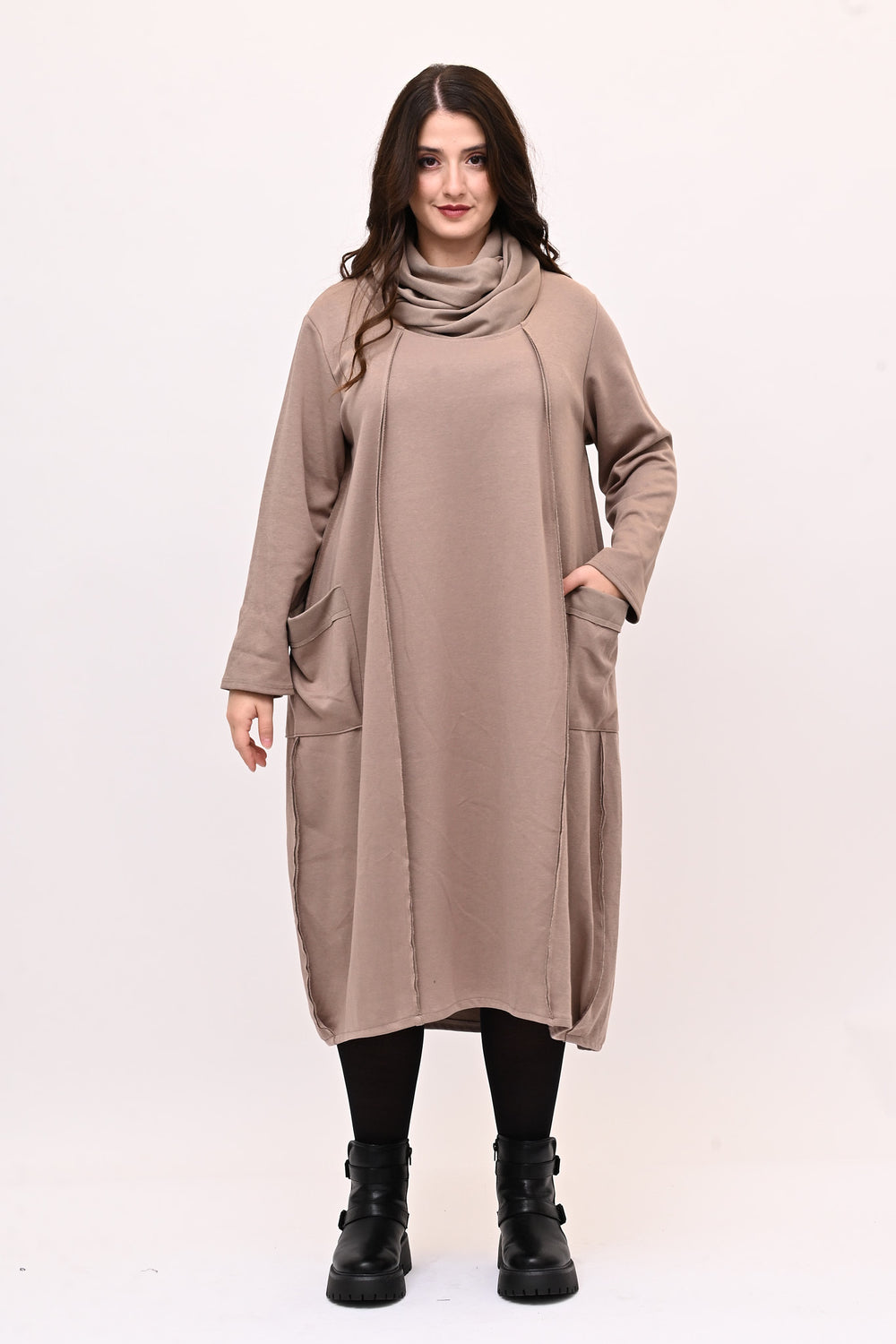 Abito doppio collo - Greige