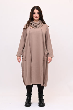 Abito doppio collo - Greige