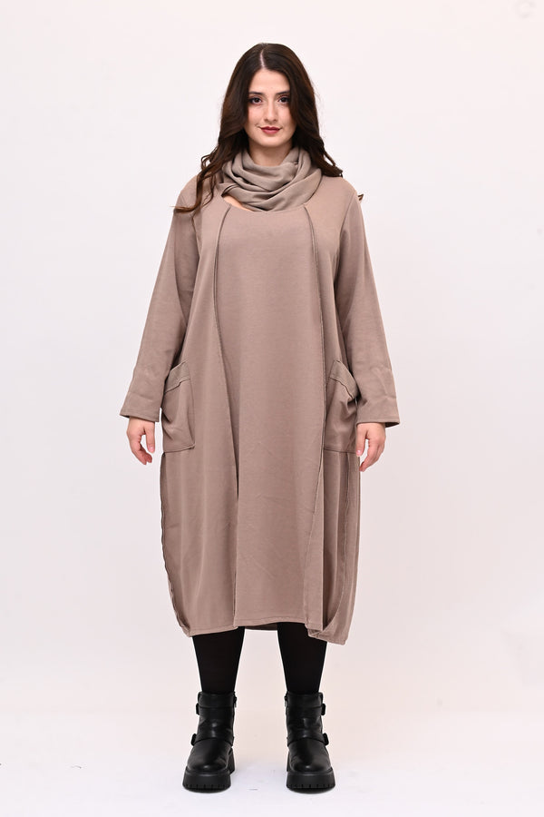 Abito doppio collo - Greige