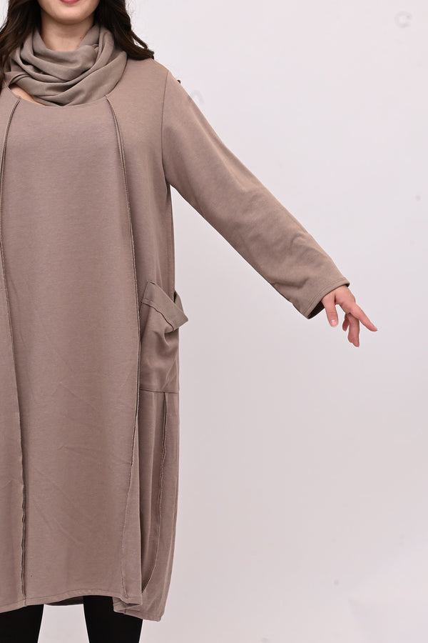 Abito doppio collo - Greige