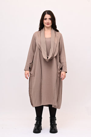 Abito doppio collo - Greige