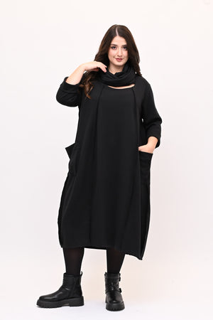 Abito doppio collo - Nero