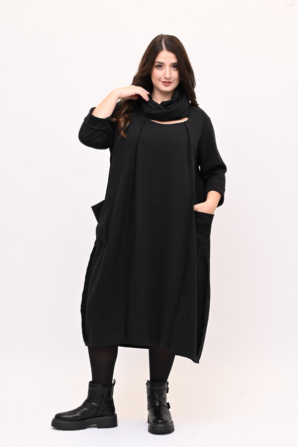Abito doppio collo - Nero