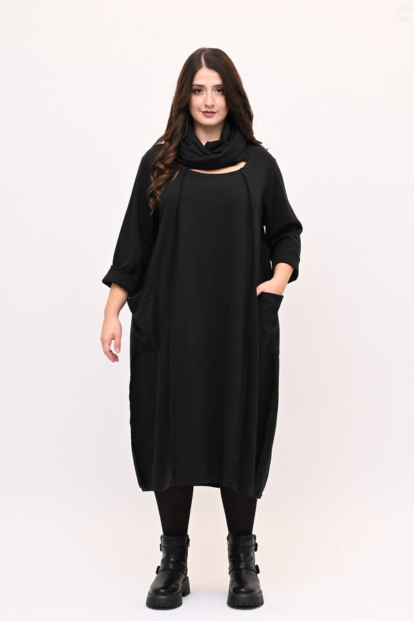 Abito doppio collo - Nero