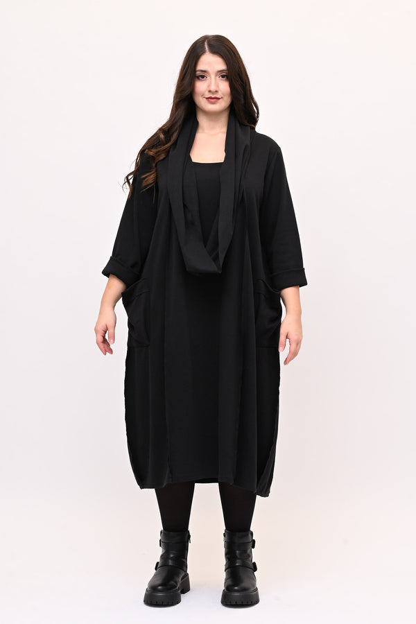 Abito doppio collo - Nero