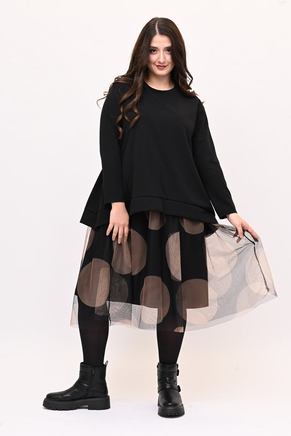 Abito tulle pois - Nero