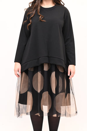 Abito tulle pois - Nero