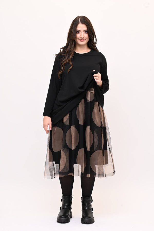 Abito tulle pois - Nero