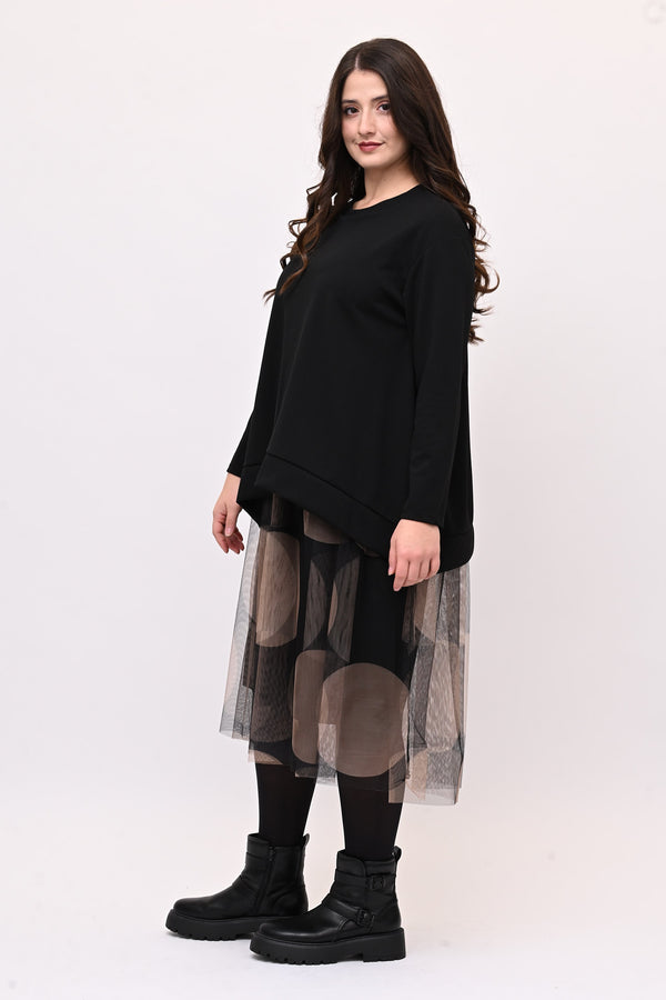 Abito tulle pois - Nero