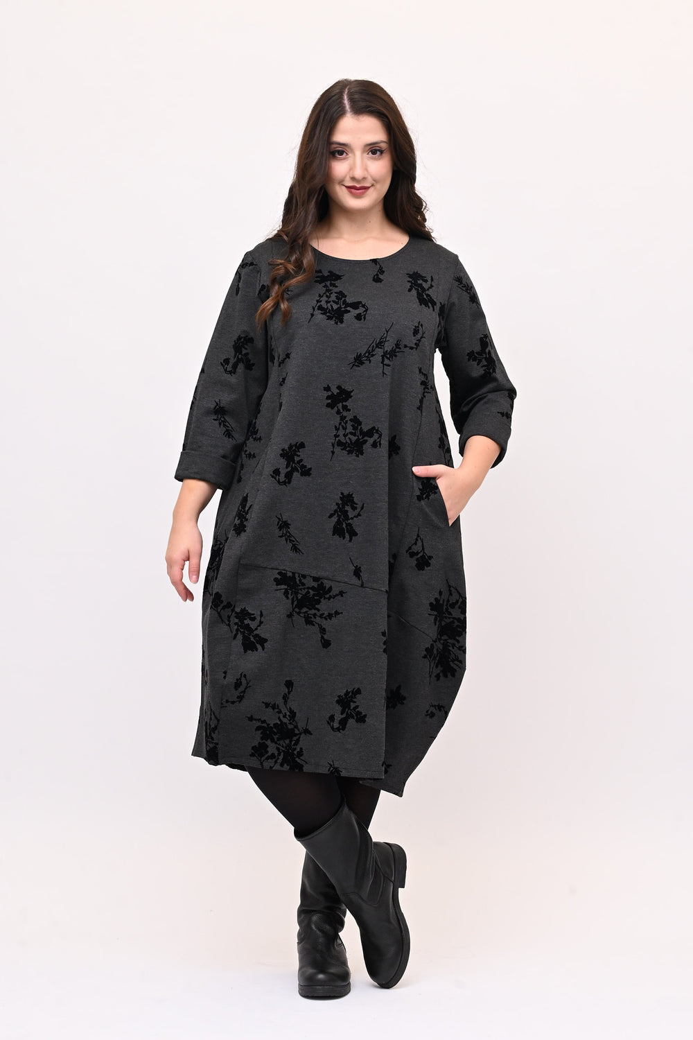 Abito ovetto floccato - Grigio